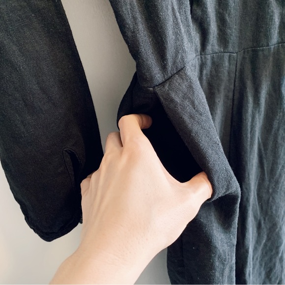 Black Long Sleeved Linen Blend Wrap Jumpsuit Old Navy - Picture 9 of 11